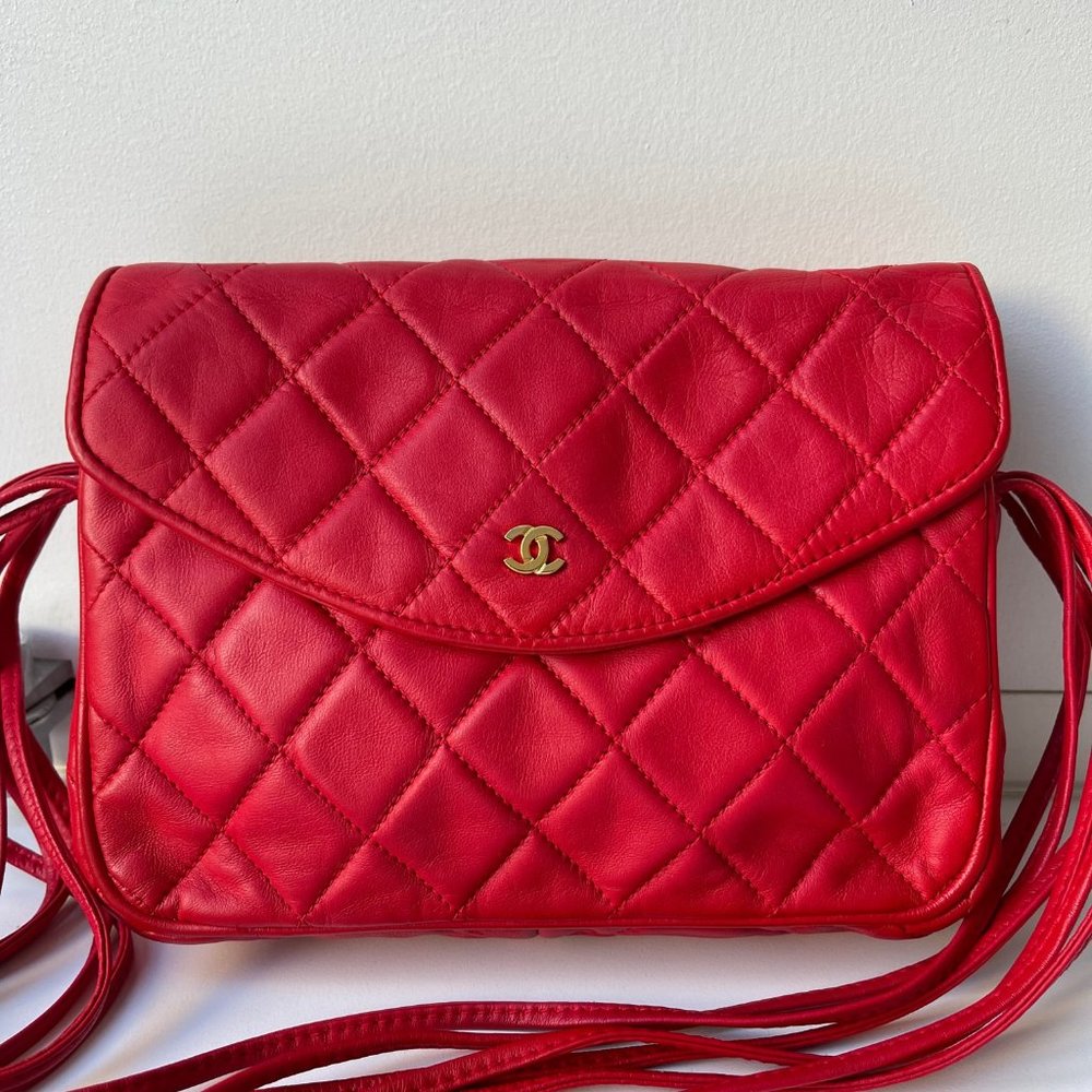 Chanel Vintage Red Tassel Strap Flap Bag